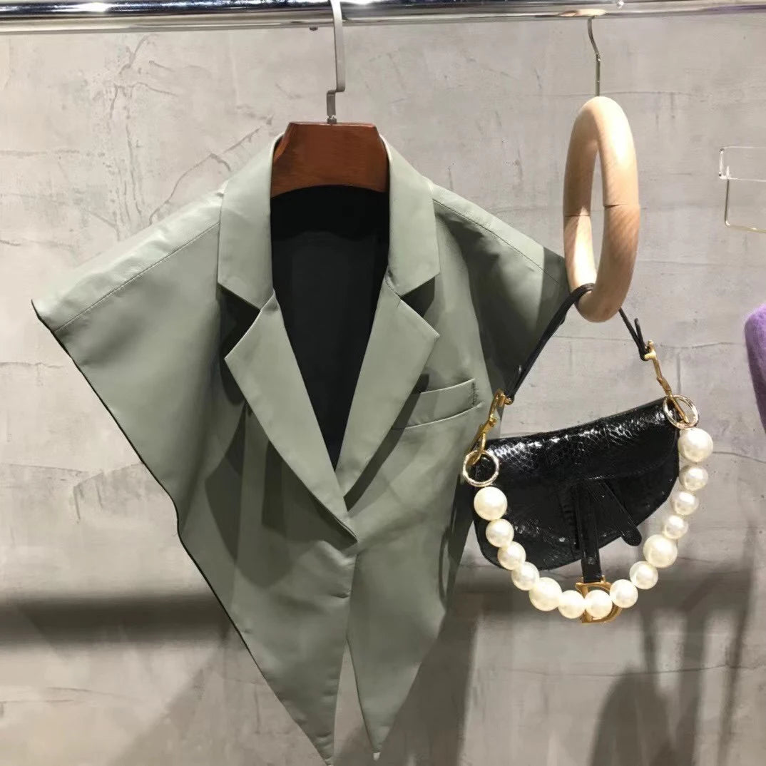 STRUCTURED Leather Shawl Collar-outerwear-SAINT CHIC