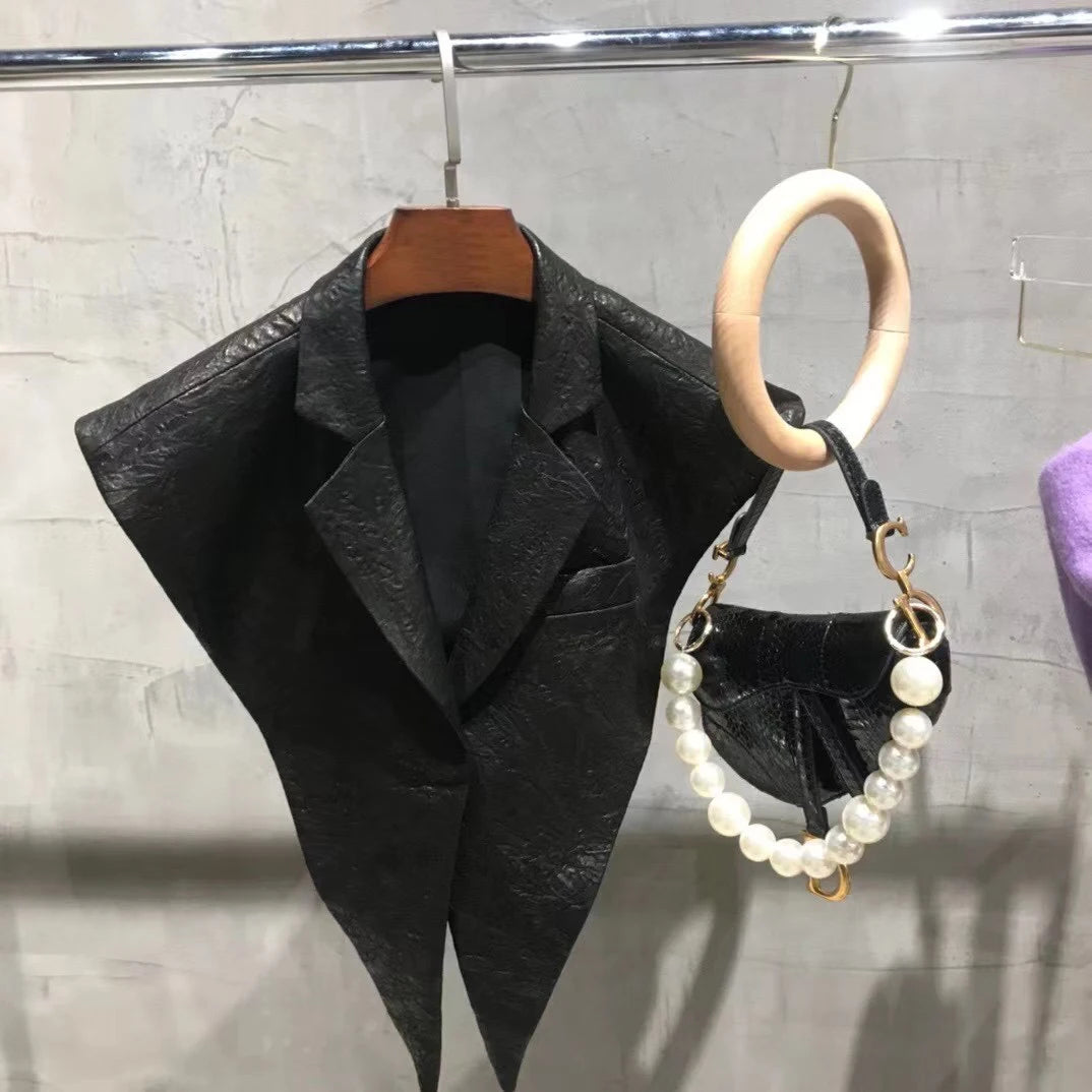 STRUCTURED Leather Shawl Collar-outerwear-SAINT CHIC