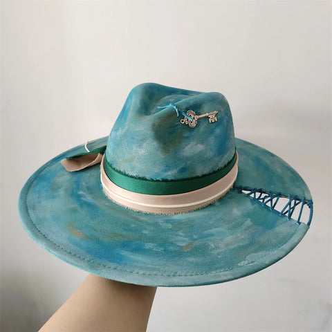 STUDIO SUEDE: Hand-Painted Fedora Hat