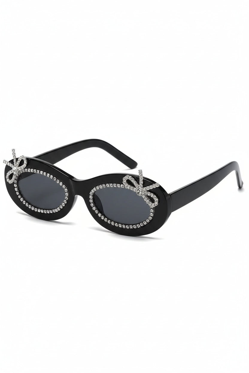 Black sunglasses with decorative elements on a white background Main image