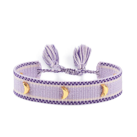 TABITHE Woven Bracelet – Adjustable Cotton Charm with Star & Moon Studs