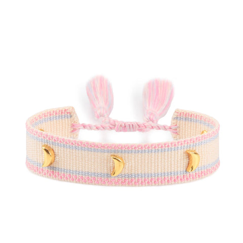 TABITHE Woven Bracelet – Adjustable Cotton Charm with Star & Moon Studs