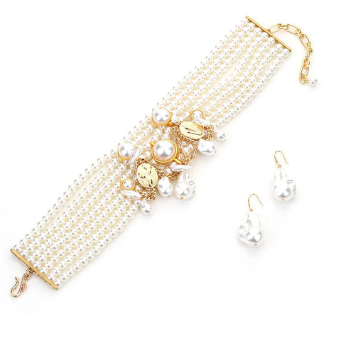 REGAL Baroque Pearl Choker & Earring Set
