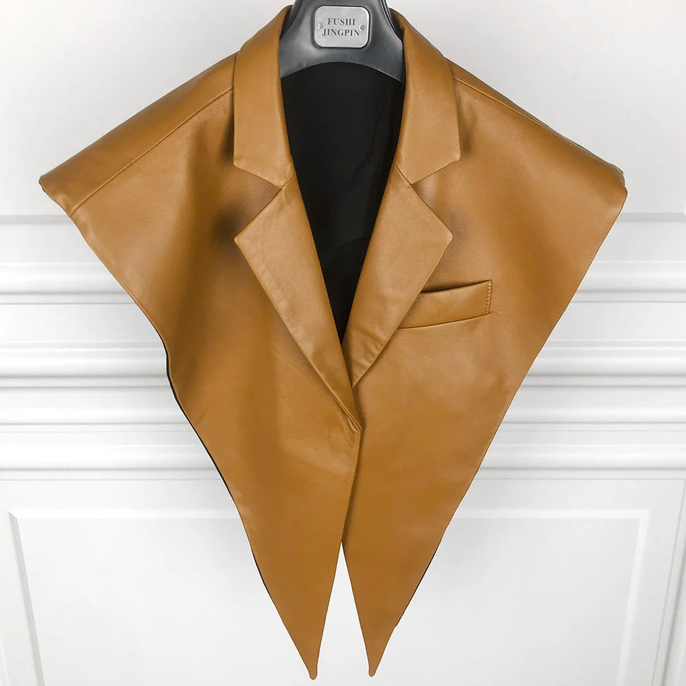 STRUCTURED Leather Shawl Collar