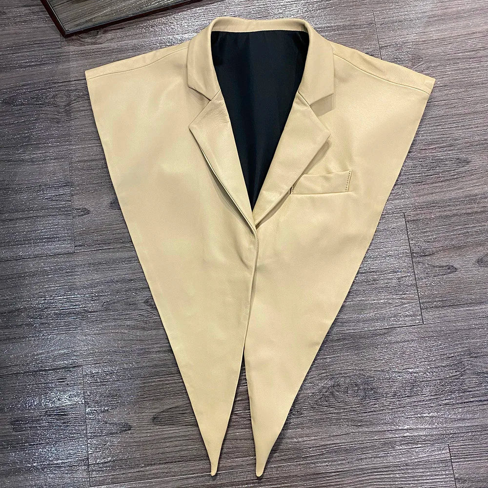 STRUCTURED Leather Shawl Collar