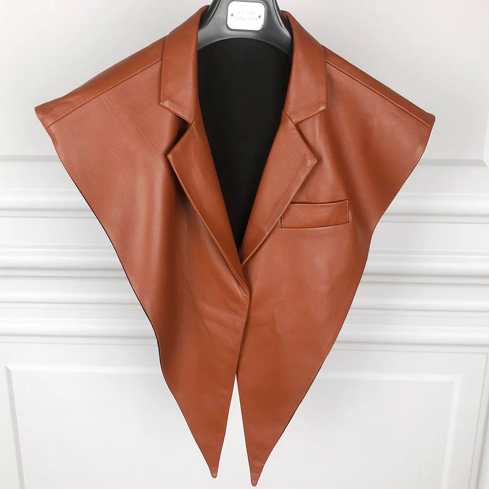 STRUCTURED Leather Shawl Collar