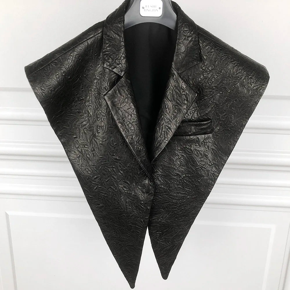 STRUCTURED Leather Shawl Collar