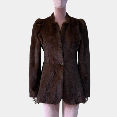VELVETINE Faux Fur Peplum Coat
