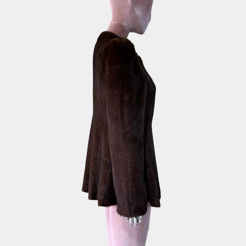 VELVETINE Faux Fur Peplum Coat