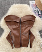 VIXEN Zip Corset-Top-SAINT CHIC