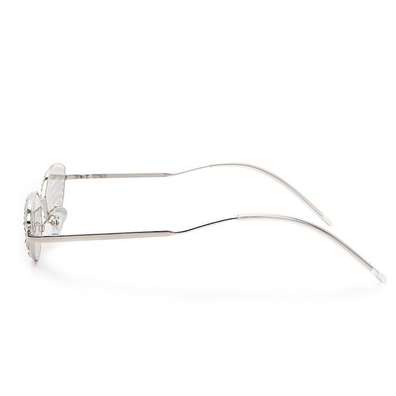 CAT-EYE Rhinestone Sun Glasses-Sunglasses-SAINT CHIC-Silver-SAINT CHIC