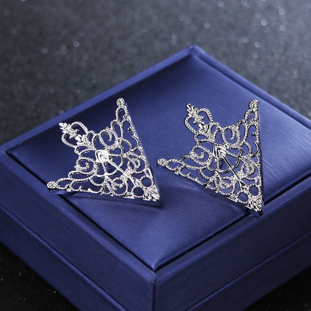 DALLAS Triangle Collar Pins – Metalwork Statement Brooches-brooch-SAINT CHIC