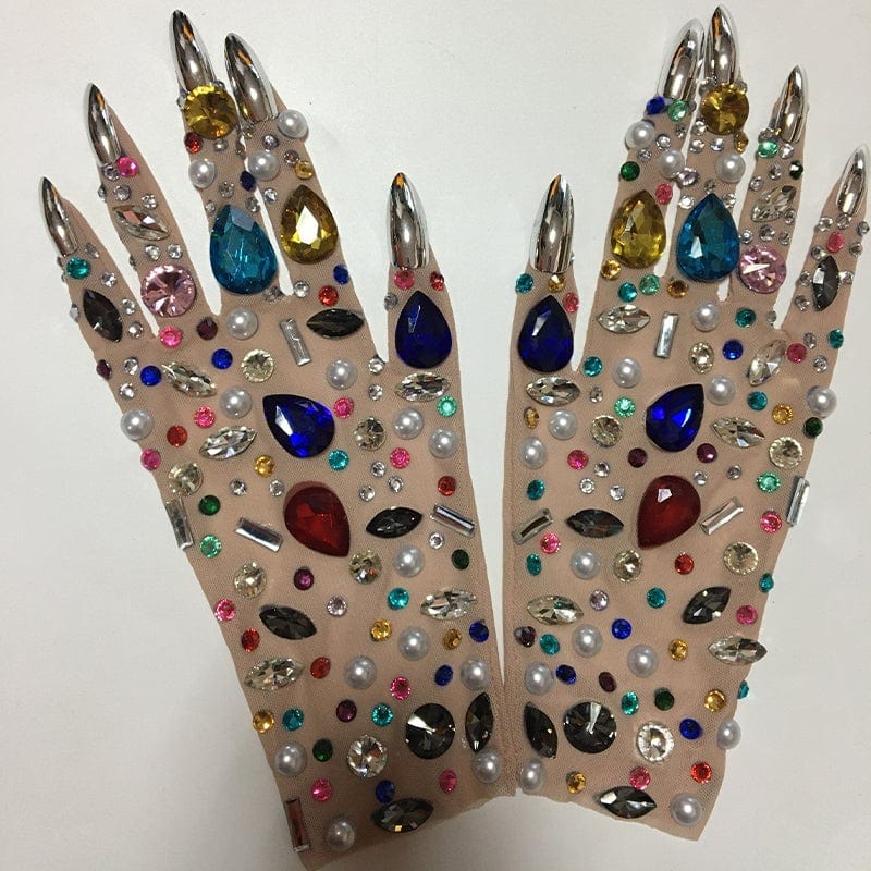 DISCO Rhinestone Gloves-Gloves-SAINT CHIC