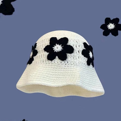 SAINT CHIC Hat Black Flower PAIX Crochet Bucket Hat