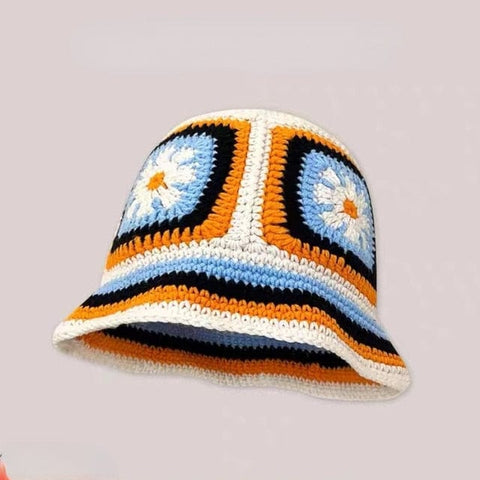 SAINT CHIC Hat Orange Patch PAIX Crochet Bucket Hat