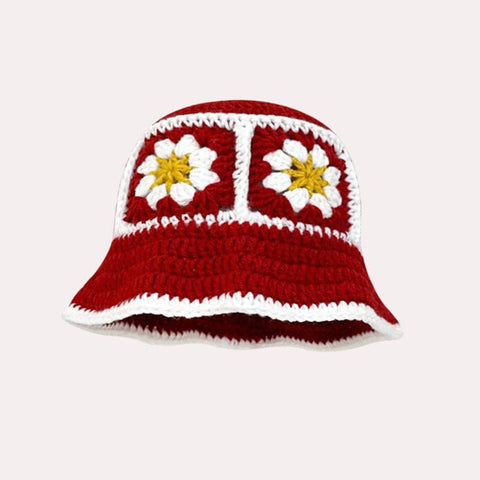 SAINT CHIC Hat Red PAIX Crochet Bucket Hat