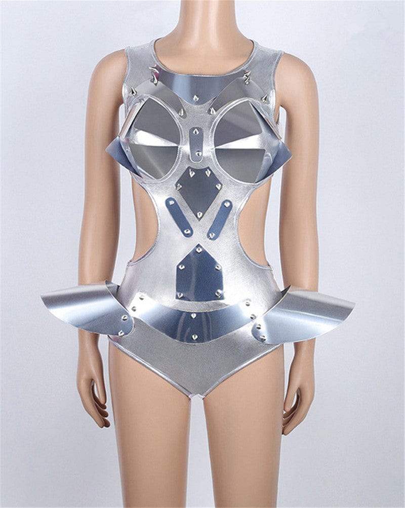 SAINT CHIC Silver / One Size JETTY Costume Bodysuit