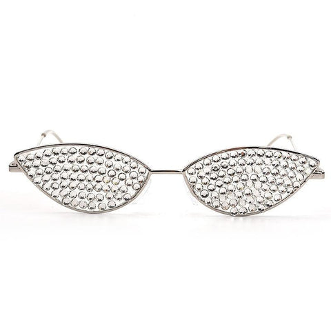 SAINTCHiC Sunglasses Silver CAT-EYE Rhinestone Sun Glasses